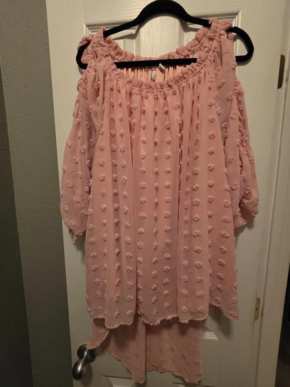 Cato Blush Pink Pom-Pom Off-Shoulder Tunic